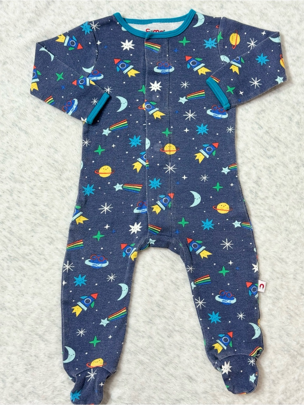 Magnetic Me Space Rocket Planet Stars Footie Sleeper 3-6M Baby Cotton Navy